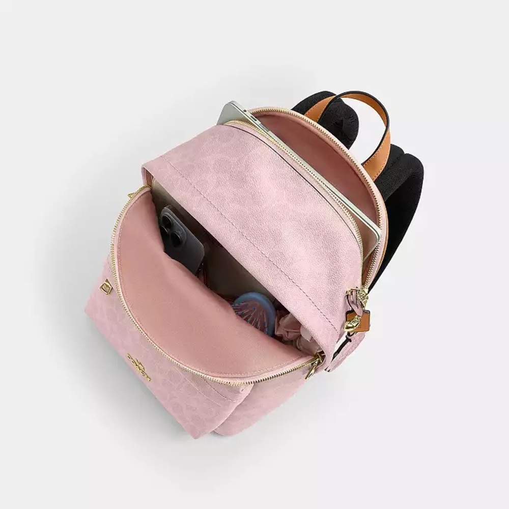 NWT！COACH Taylor Small Backpack In Signature With Charms（CEF46）fast shipping - Picture 10 of 13